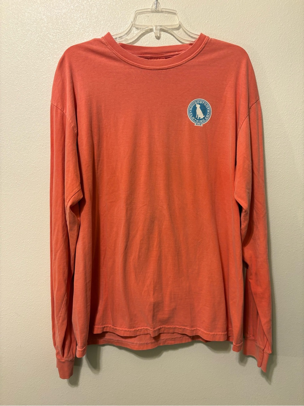 Houndstooth Long Sleeve Crewneck Shirt - Coral